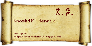 Knoskó Henrik névjegykártya